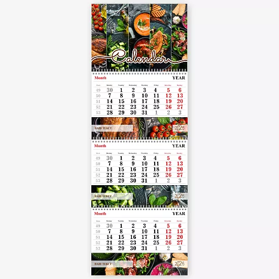 Шаблон календаря для ресторану зі стравами