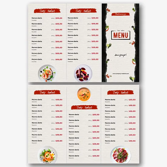 Szablon menu głównego dla restauracji