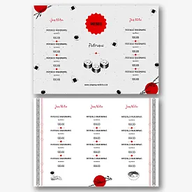 Suši restorano meniu šablonas