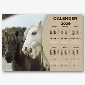 Шаблон настенного календаря з конями