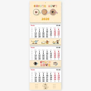 Szablon kalendarza z kawą 