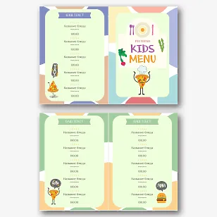 Шаблон яркого детского меню 