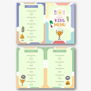 Шаблон за ярко детско меню 
