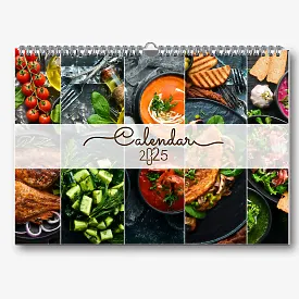 A calendar template with dishes 