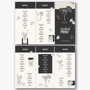 Szablon menu koktajlowego