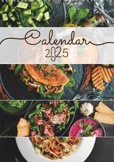 A calendar template with dishes 