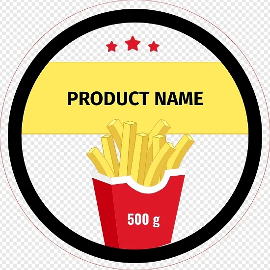 Label template for French fries packaging