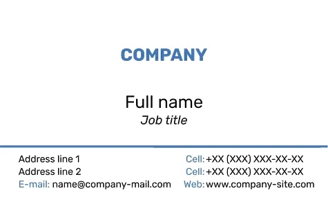 Template of a strict concise business card