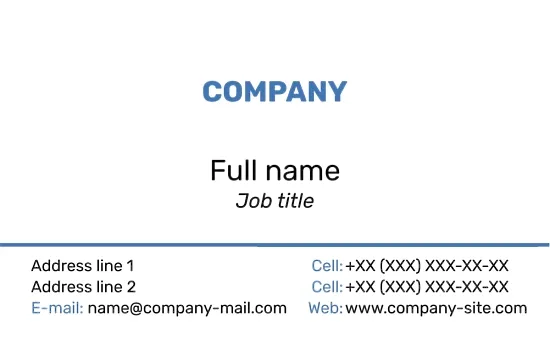 Template of a strict concise business card