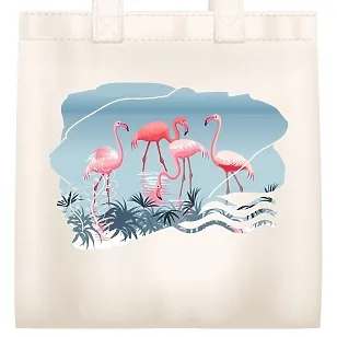 Canvas bag pattern with flamingos