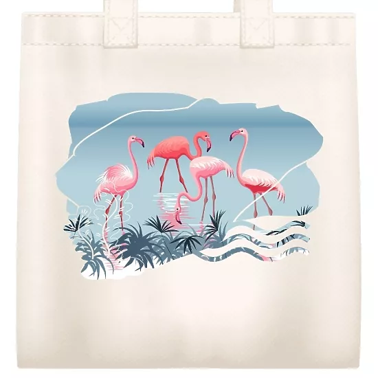 Canvas bag pattern with flamingos