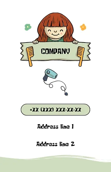 Euro business card template for a children's hairdresser