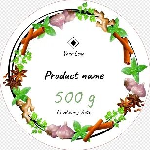 Label template for a spice jar