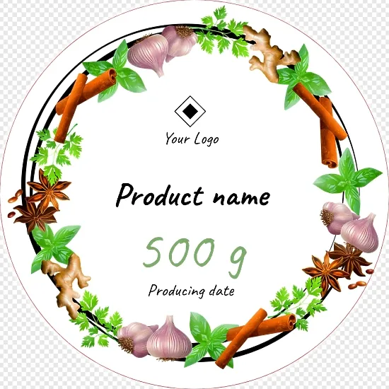 Label template for a spice jar