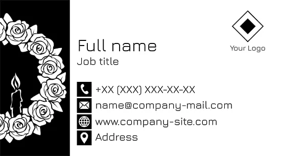 The template of the business card of the seller of ritual wreaths