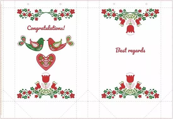 Paper bag template with folk pattern