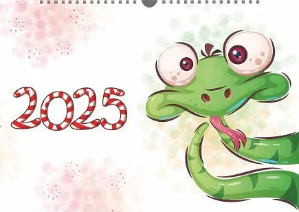 Family calendar template with a snake