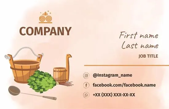 The business card template of the bath complex