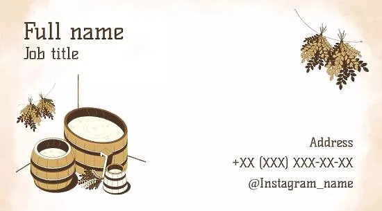 Business card template for baths, saunas