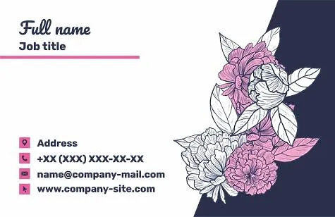 Euro business card template with flowers