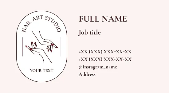 The template of a feminine business card of a manicure master