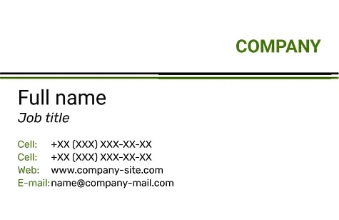 Template of a strict concise business card