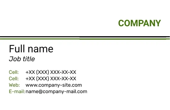 Template of a strict concise business card