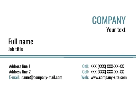 Template of a strict concise business card