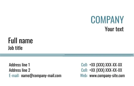 Template of a strict concise business card