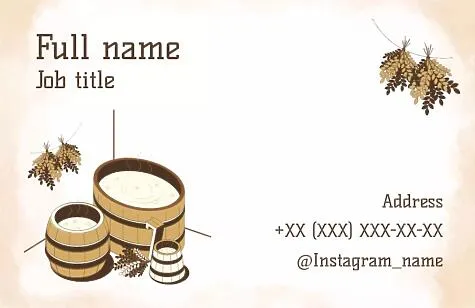 Business card template for baths, saunas
