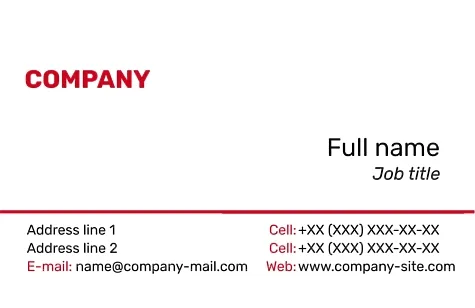 Template of a strict concise business card