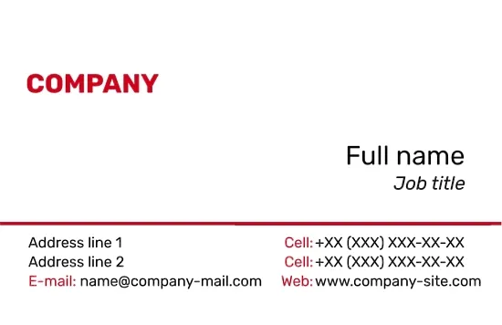 Template of a strict concise business card
