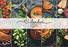 A calendar template with dishes 