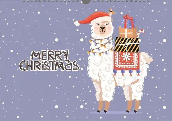 Calendar template with Christmas design