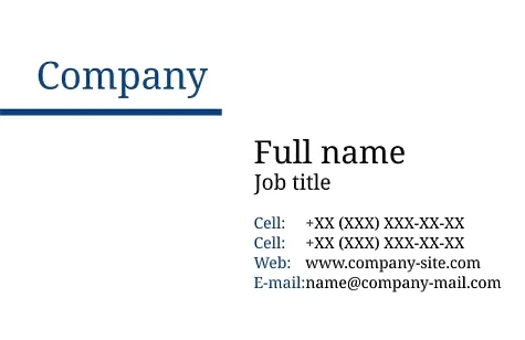 Template of a strict concise business card