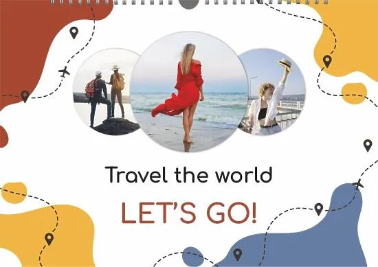 Calendar template with travel photos
