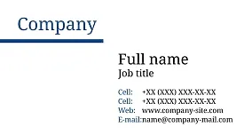 Template of a strict concise business card