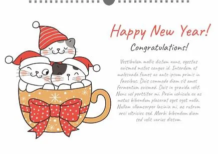 New Year's calendar template with cats