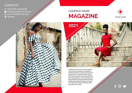 Fashion magazine template with logo