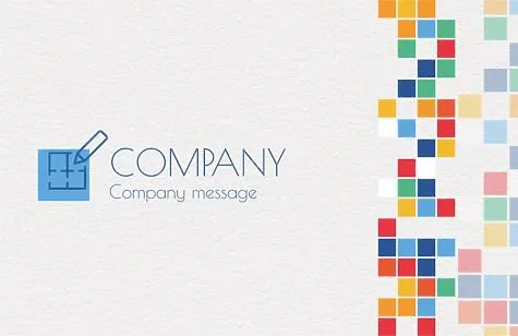 Universal Euro business card template with a color pattern