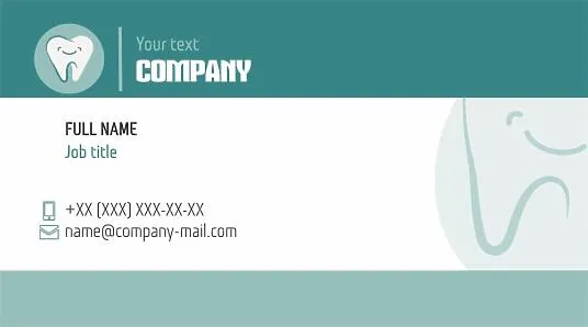 Business card template for a dentist, orthodontist, dental therapist