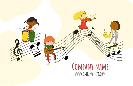 Business card template of a private music school
