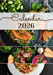 A calendar template with dishes 