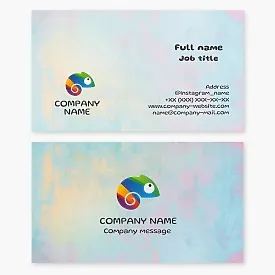 Chameleon. Fine art. Color studio. Paints for repair. Business card template.