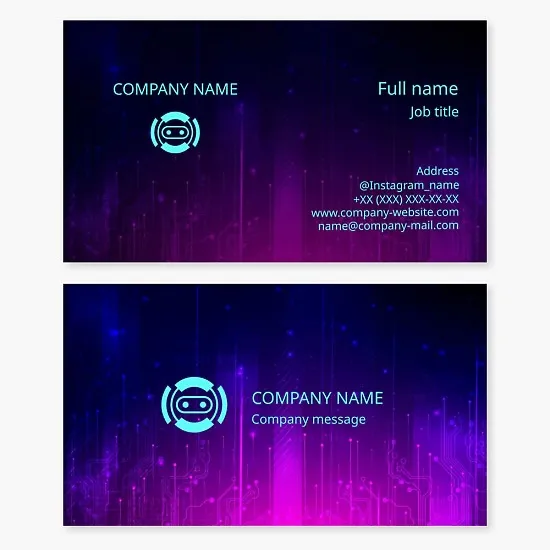Technical Business Card Template. Robotics. Engineering Company.