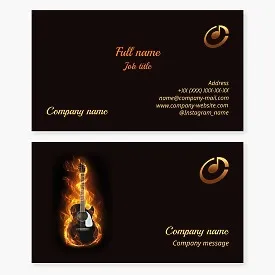 Business Card Template Music, Guitar, Note, Letter "O"