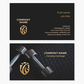 Business card template. Fitness club. Eagle, shield.