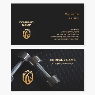 Business card template. Fitness club. Eagle, shield.