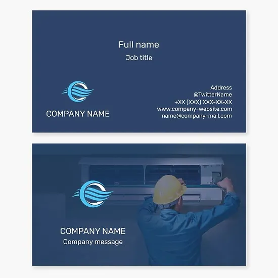 Business card template. Air conditioners, Climate equipment, Climate equipment installation services. Letter O.
