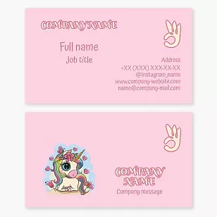 Business card template Children's cartoon hand